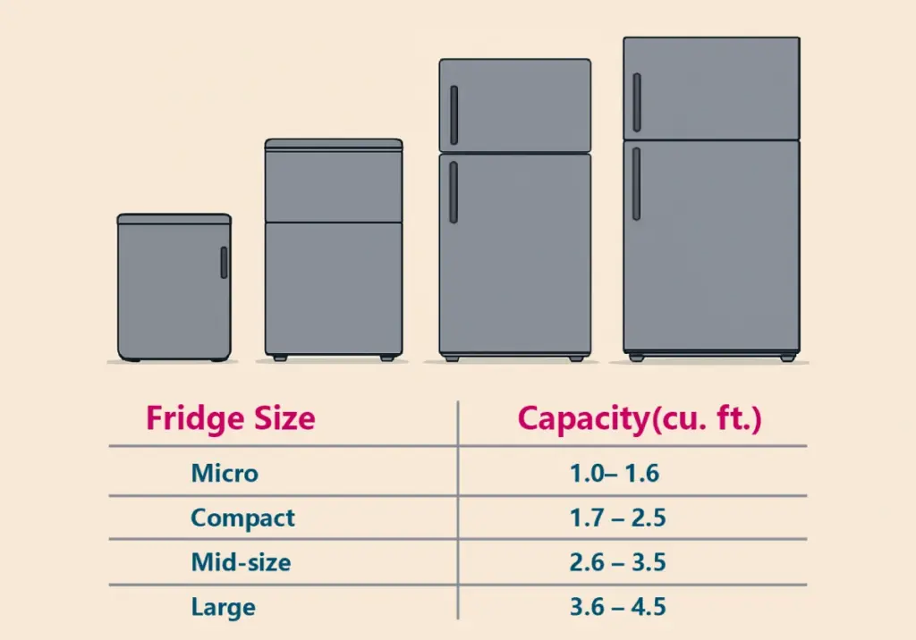 Mini Fridge Size Comparison Chart
