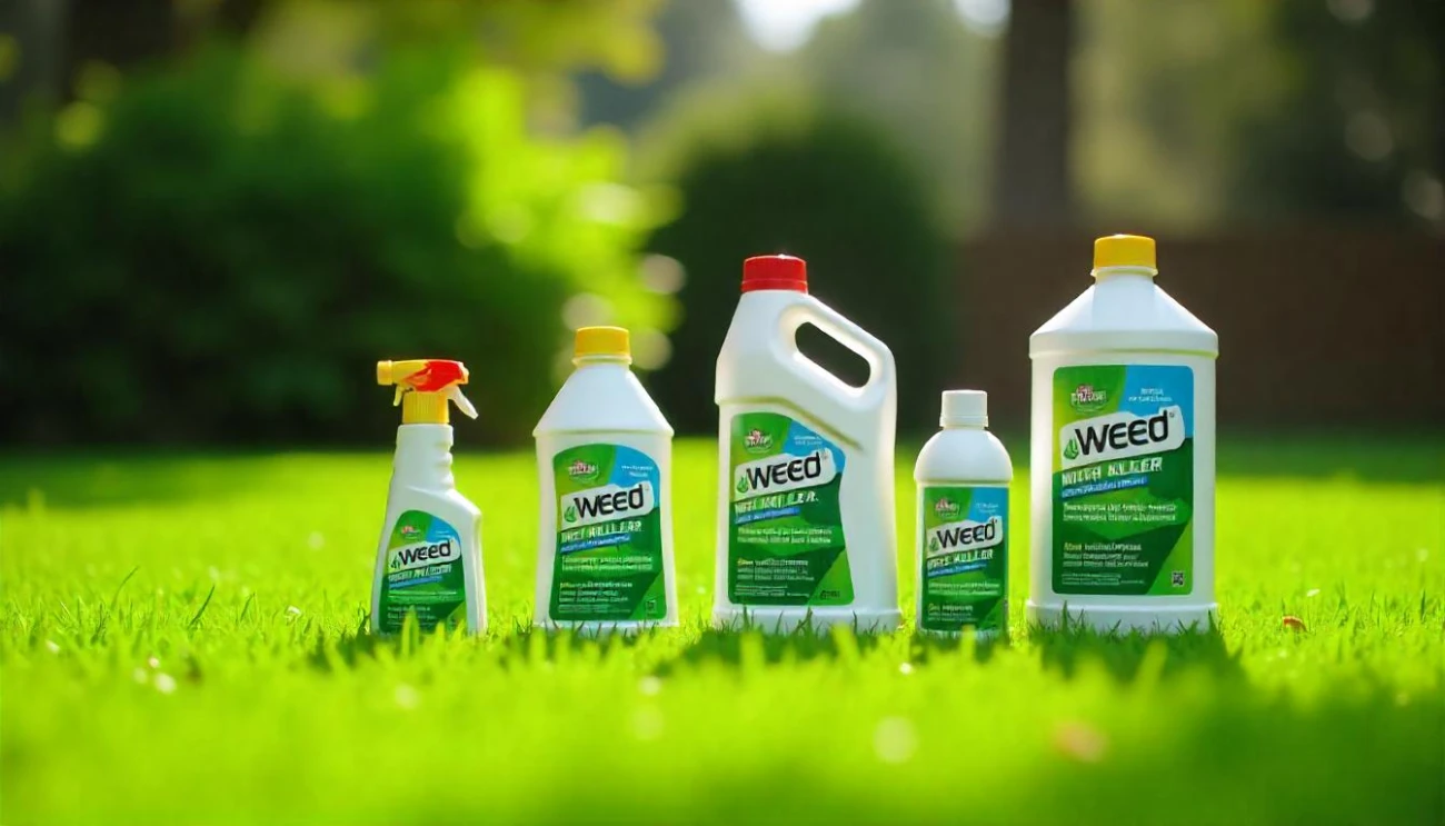 Assorted pet-safe weed killer products.