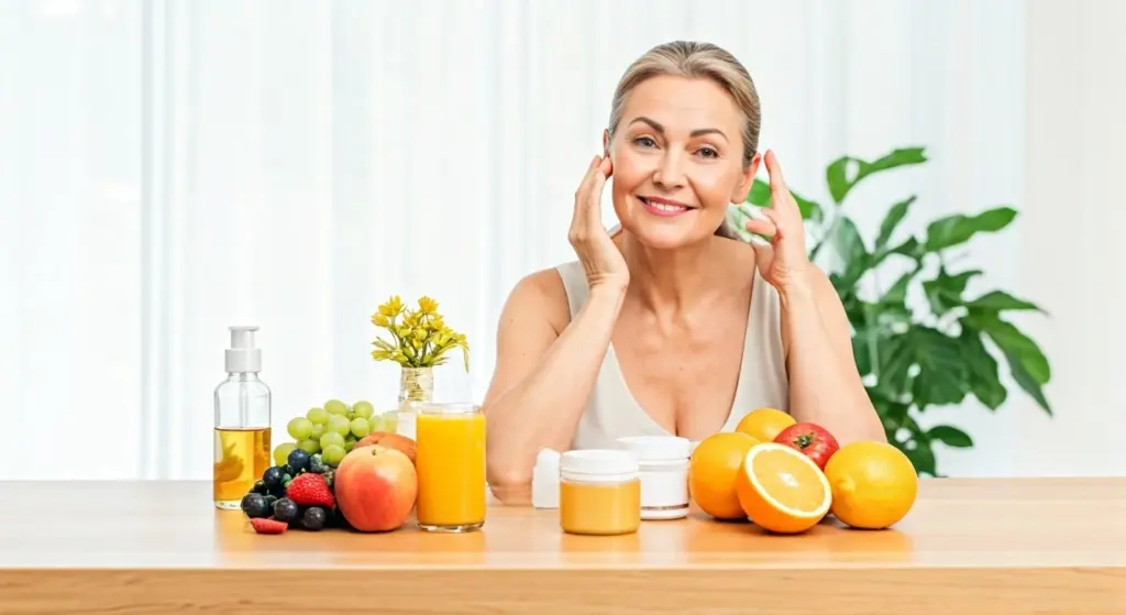 Woman applying morning skincare