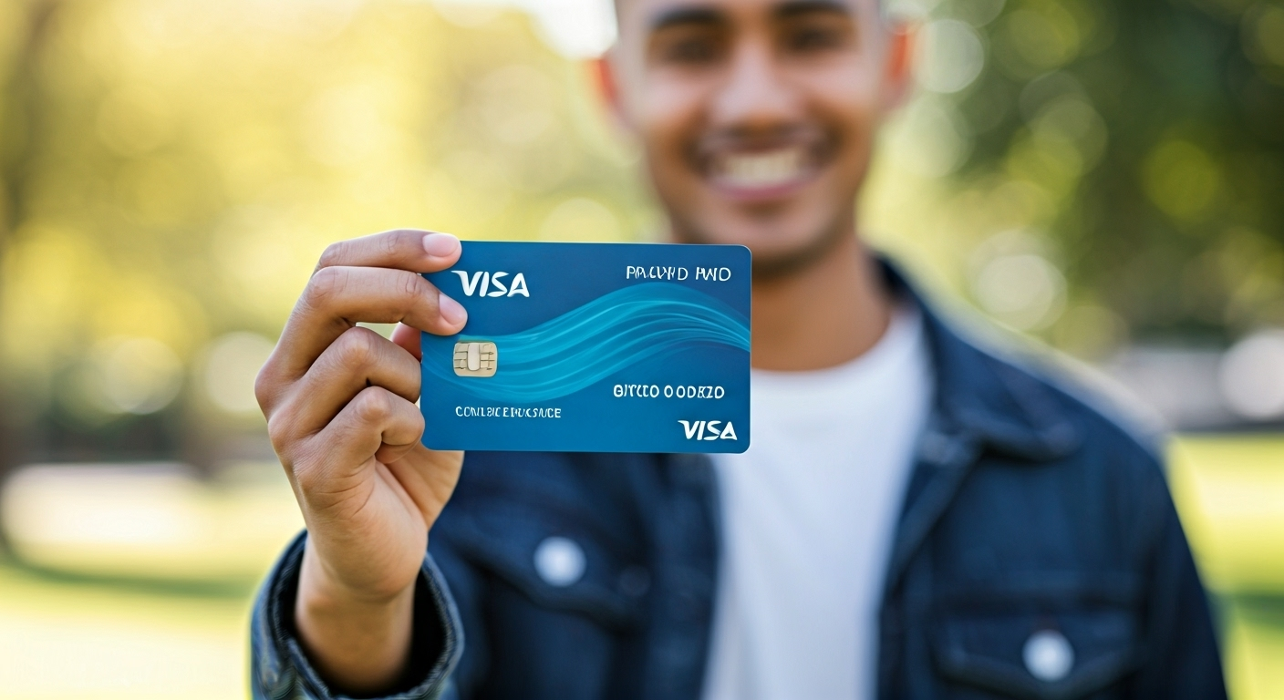 Person holding prepaid Visa gift card