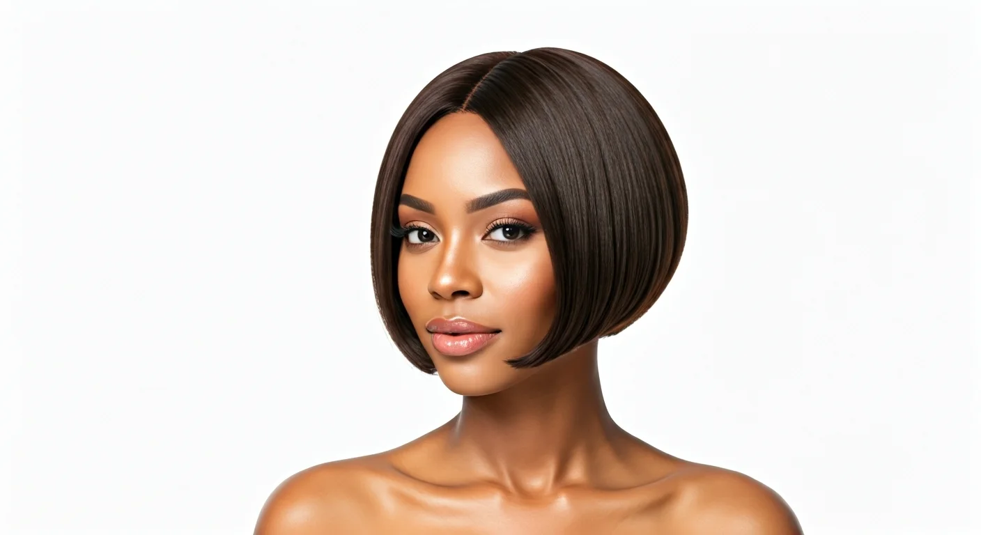 Confident woman with bob haircut studio
