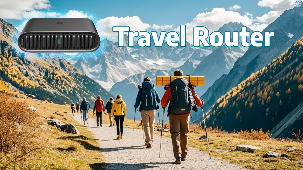 A European travel team in the mountains, relying on travel routing to maintain network