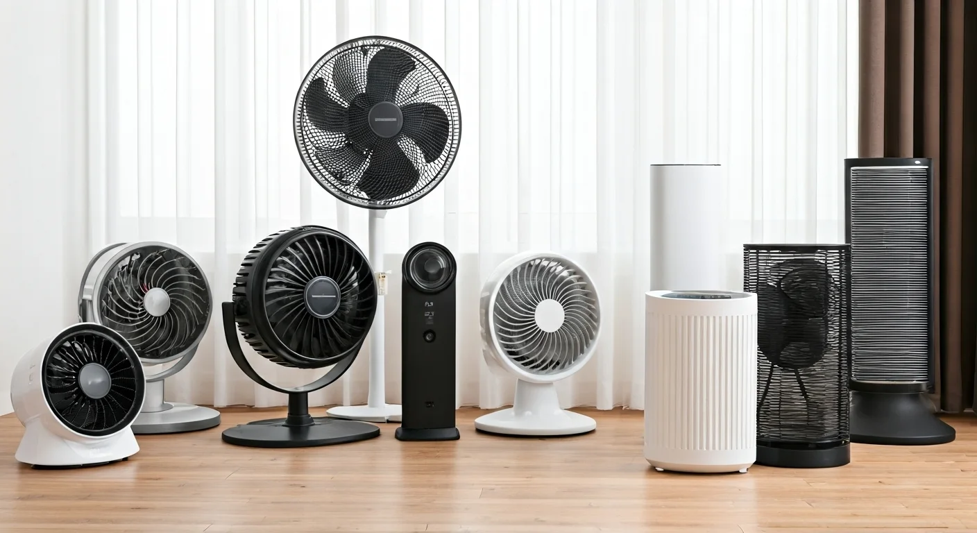 various cooling fans in living room